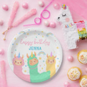 Llama Rainbow en Stars Birthday Party Papieren Bordje (Feest)