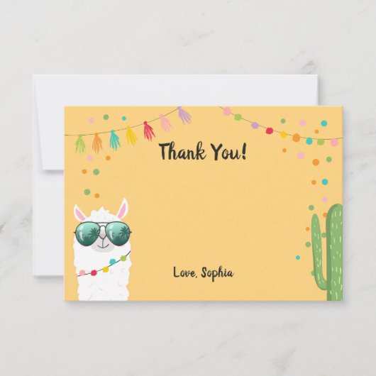 Llama Rama bedankkaart Fiesta Party Alpaca (Voorkant)