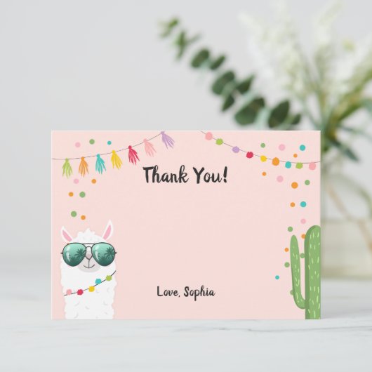 Llama Rama bedankkaart Fiesta Party Alpaca (Staand voorkant)