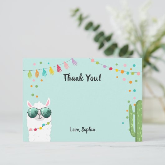 Llama Rama bedankkaart Fiesta Party Alpaca (Staand voorkant)