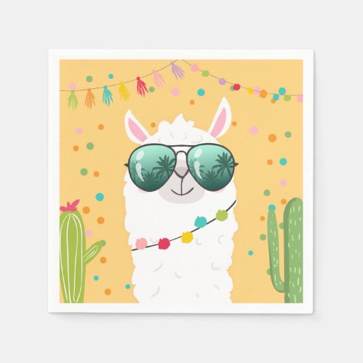 Llama Rama Papieren servetten Fiesta Party Alpaca (Voorkant)