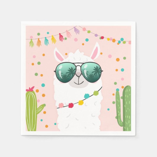 Llama Rama Papieren servetten Fiesta Party Alpaca (Voorkant)