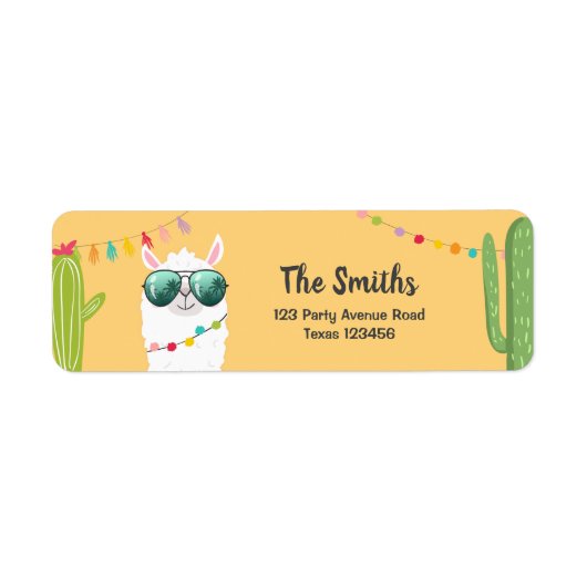 Llama Rama Return Address Labels Fiesta Alpaca (Voorkant)
