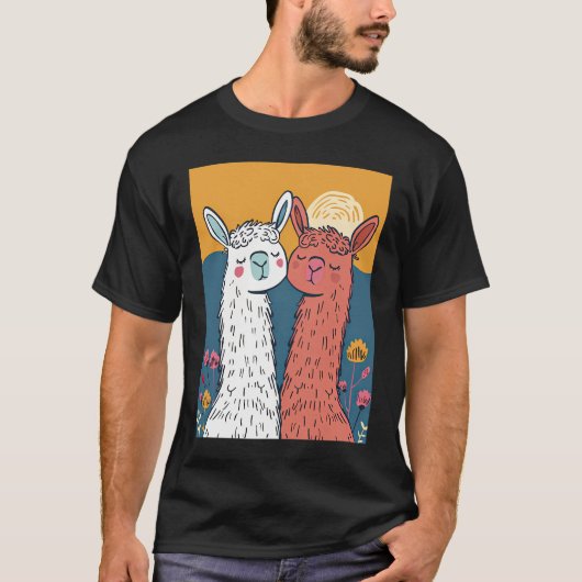 Llama-Rama Romance in Vector Vogue T-shirt (Voorkant)