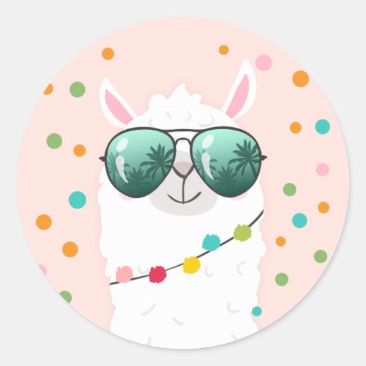 Llama Rama Sticker Cupcake Topper Fiesta Alpaca (Voorkant)