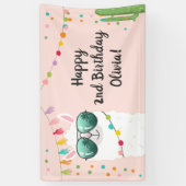Llama Rama Verjaardagsfeestje Achtergrond Banner A (Verticaal)