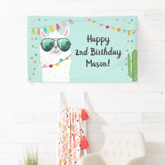 Llama Rama Verjaardagsfeestje Achtergrond Banner A (Insitu)