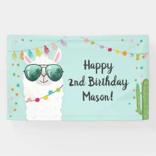 Llama Rama Verjaardagsfeestje Achtergrond Banner A