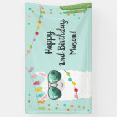 Llama Rama Verjaardagsfeestje Achtergrond Banner A (Verticaal)