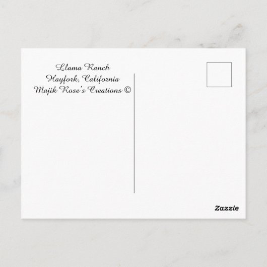 Llama Ranch...... Briefkaart (Achterkant)