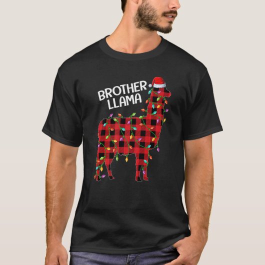 Llama Red Buffalo Plaid Brother Llama Christmas Pa T-shirt (Voorkant)
