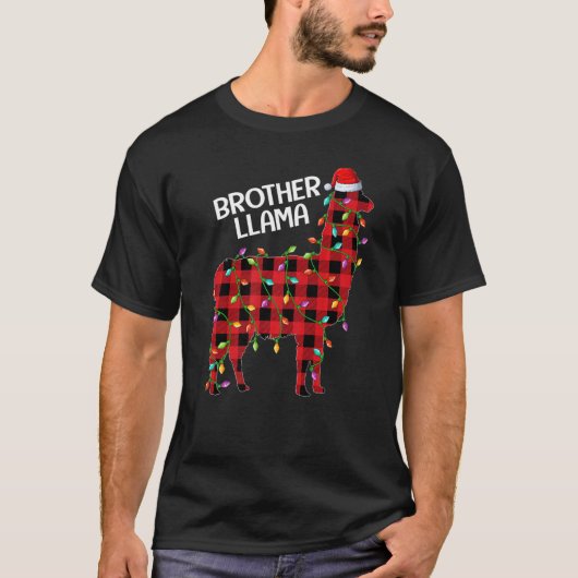 Llama Red Buffalo Plaid Brother Llama Christmas Pa T-shirt (Voorkant)