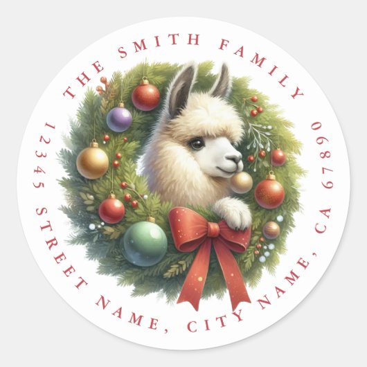 Llama Retouradreslabels Ronde Sticker (Voorkant)