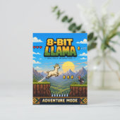 Llama, Retro 8-Bit Pixelkunst Briefkaart (Staand voorkant)