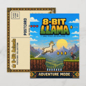 Llama, Retro 8-Bit Pixelkunst Briefkaart (Voorkant / Achterkant)