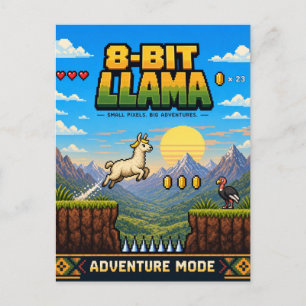 Llama, Retro 8-Bit Pixelkunst Briefkaart