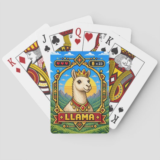 Llama Retro 8-Bit Pixelkunst Pokerkaarten (Achterkant)