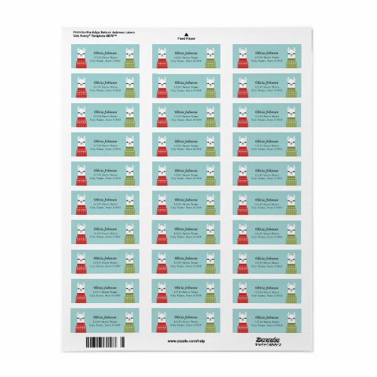 Llama Return Address Labels (Full Sheet)