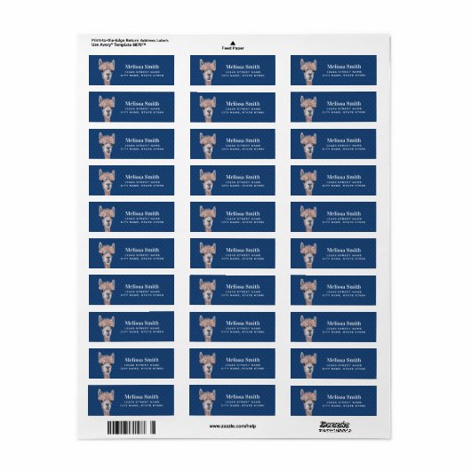 Llama Return Address Labels (Full Sheet)