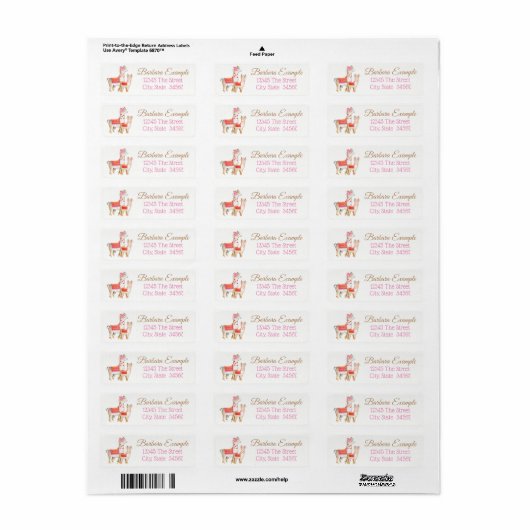 Llama Return Address Labels (Full Sheet)
