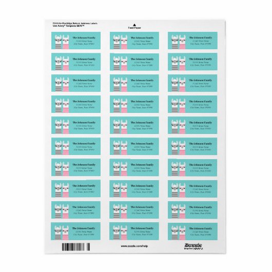 Llama Return Address Labels (Full Sheet)