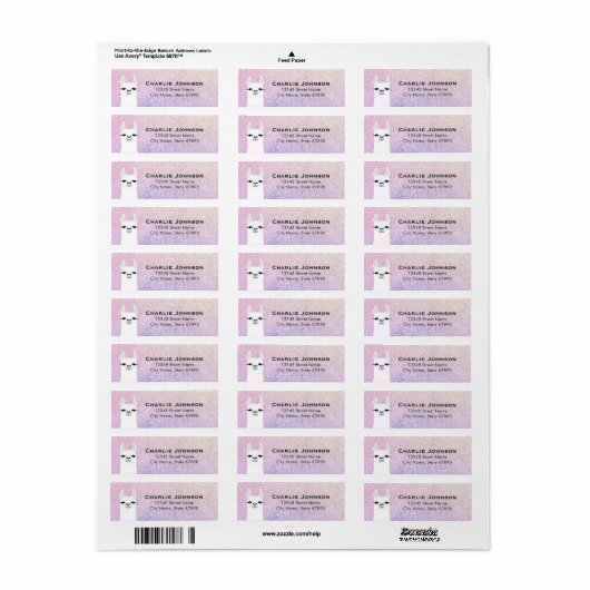 Llama Return Address Labels (Full Sheet)