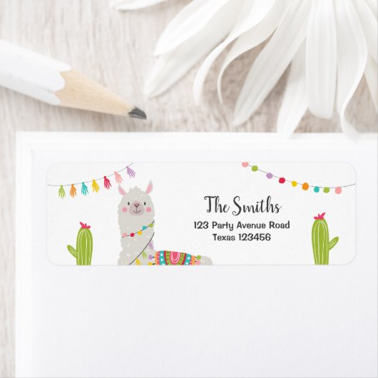 Llama Return Address Labels Fiesta Alpaca Mexican (Insitu)