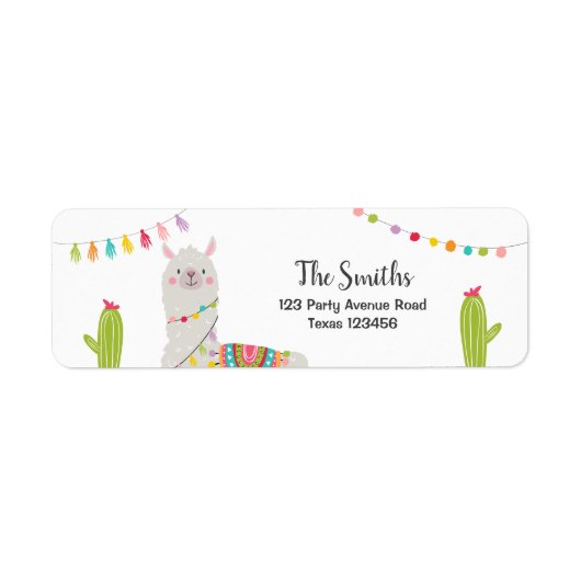 Llama Return Address Labels Fiesta Alpaca Mexican (Voorkant)