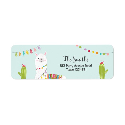 Llama Return Address Labels Fiesta Alpaca Mexican (Voorkant)
