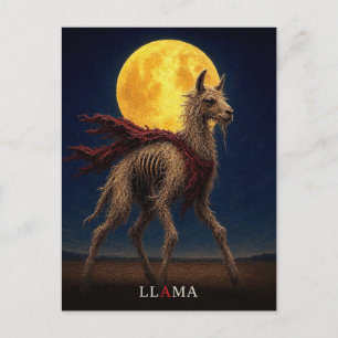 Llama Rode Sjaal gotische Surrealist Briefkaart