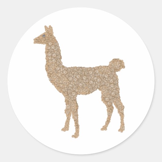 Llama Ronde Sticker (Voorkant)