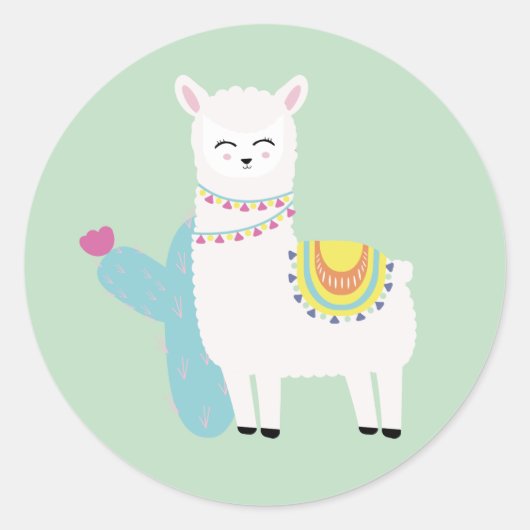 Llama Ronde Sticker (Voorkant)