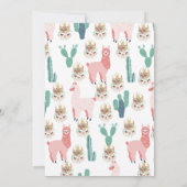 Llama Roze en Groene Cactus Schattige Meisje Verja Kaart (Achterkant)