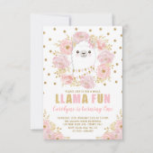  Llama / Roze Gold Floral Alpaca Birthday Kaart (Voorkant)