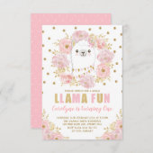  Llama / Roze Gold Floral Alpaca Birthday Kaart (Voorkant / Achterkant)