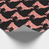 Llama roze koraalglitter Sparkles black Cadeaupapier (Hoek)