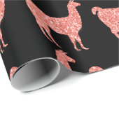 Llama roze koraalglitter Sparkles black Cadeaupapier (Rol Hoek)