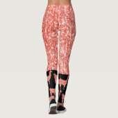 Llama roze koraalglitter Sparkles black Leggings (Achterkant)