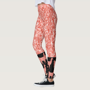 Llama roze koraalglitter Sparkles black Leggings