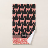 Llama roze koraalglitter Sparkles Monogram Bad Handdoek (Handdoek)