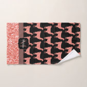 Llama roze koraalglitter Sparkles Monogram Bad Handdoek (Handdoek)