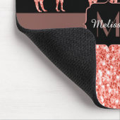 Llama roze koraalglitter Sparkles Monogram Muismat (Hoek)