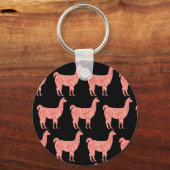 Llama roze koraalglitter Sparkles Monogram Sleutelhanger (Achterkant)