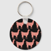 Llama roze koraalglitter Sparkles Monogram Sleutelhanger (Achterkant)