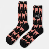 Llama roze koraalglitter Sparkles Monogram Sokken (Links)