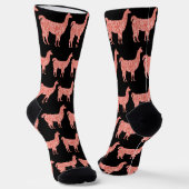 Llama roze koraalglitter Sparkles Monogram Sokken (Gebogen)