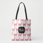 Llama roze koraalglitter Sparkles Monogram Tote Bag (Voorkant)