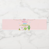 Llama Roze Meisje Verjaardagsfeestje Waterfles Lab Waterfles Etiket (Enkel label)