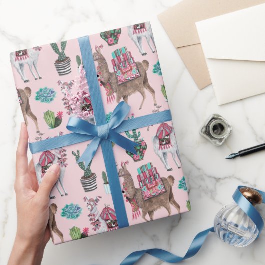 Llama | Roze | Papier voor onmiddellijke verpakkin (Geschenken)