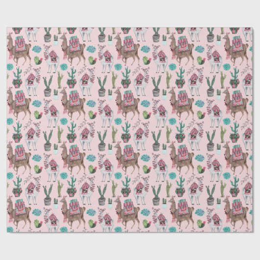 Llama | Roze | Papier voor onmiddellijke verpakkin (Vlak)